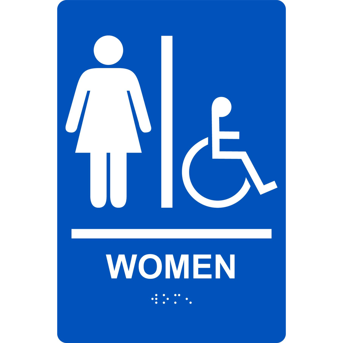 Accuform Braille Sign, Women, 9" X 6", Plastic, Blue, PAD110BU